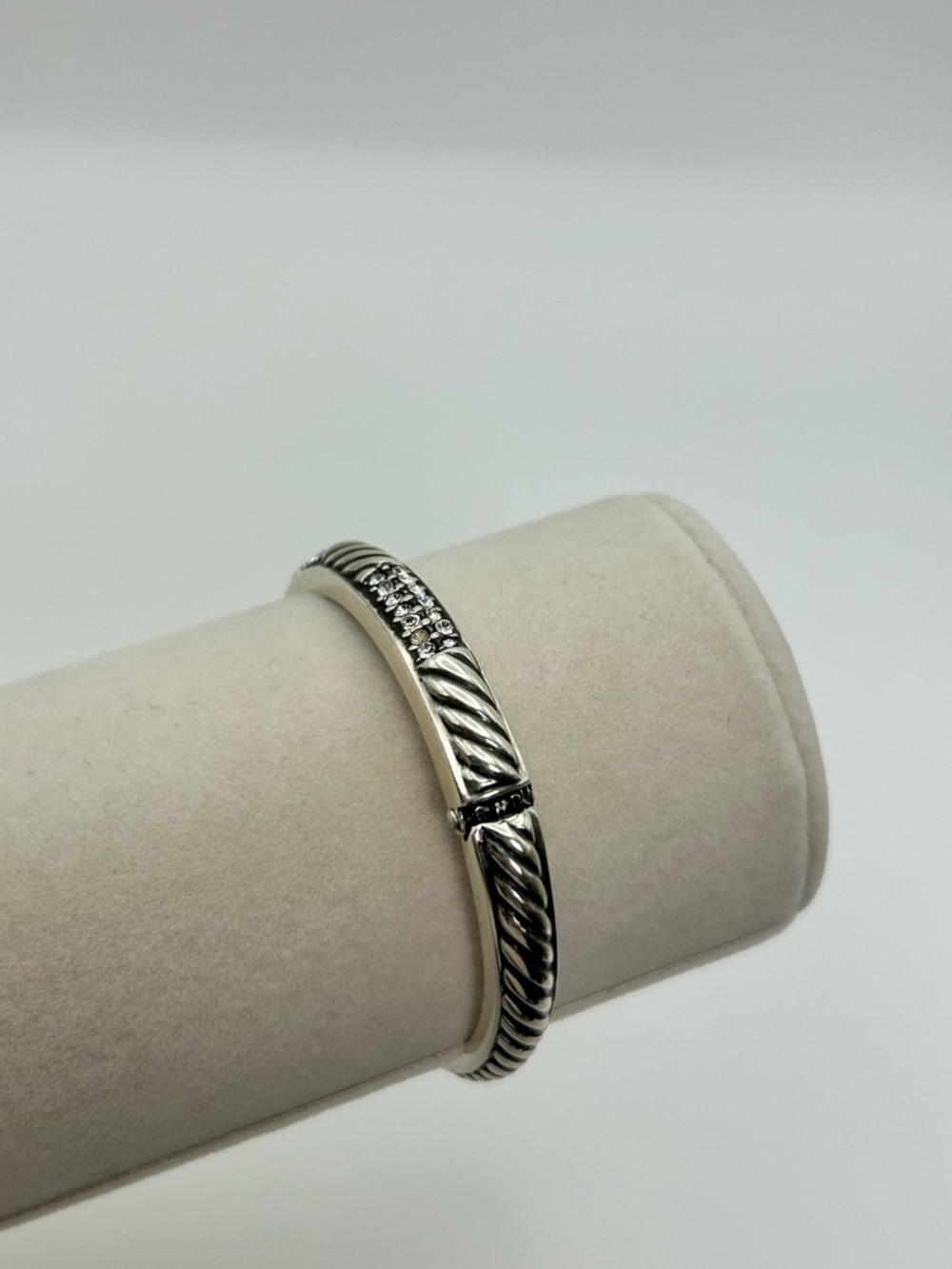 Brighton Sacred Love Bracelet Silver Plated Hinged Clear Crystals Rope Design - Picture 4 of 14